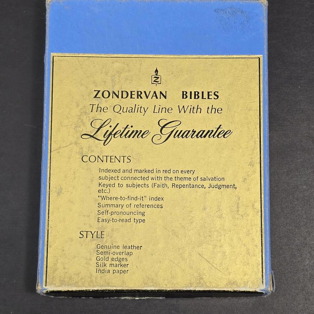 Vtg 40s Zondervan Christian Workers Bible Psalms New Testament Leather CWP13 Box